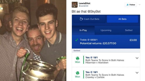 Lewis Elliot - Skybet ile 20.000 Pound kazandığı bahis kuponu ile