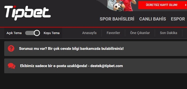 tipbet bahis sitesi destek