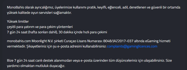 Monobahis lisans bilgileri